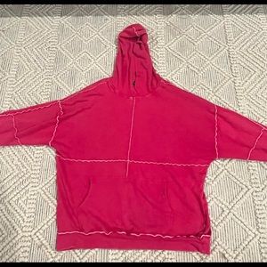 Pink Reverse White stitch Hoodie